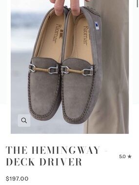 Riomar The Hemingway Deck Driver Grey Suede Leather Loafers Men’s US 15 EUR 49